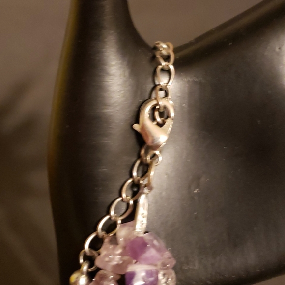 12" 3 string polished amethyst chip necklace - Picture 3 of 4